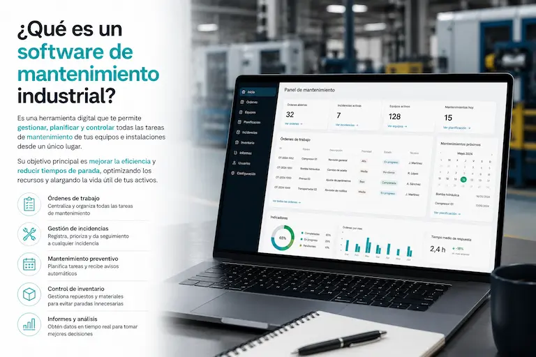 Qué es un software de mantenimiento industrial: gestión de activos, órdenes de trabajo e incidencias en planta